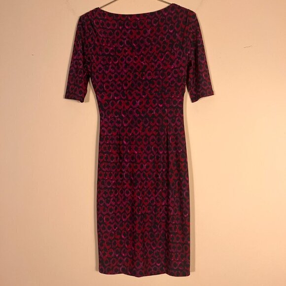 Lauren Ralph Lauren Wrap Geometric Ruched Cocktail Midi Dress Size 4 - Picture 2 of 7